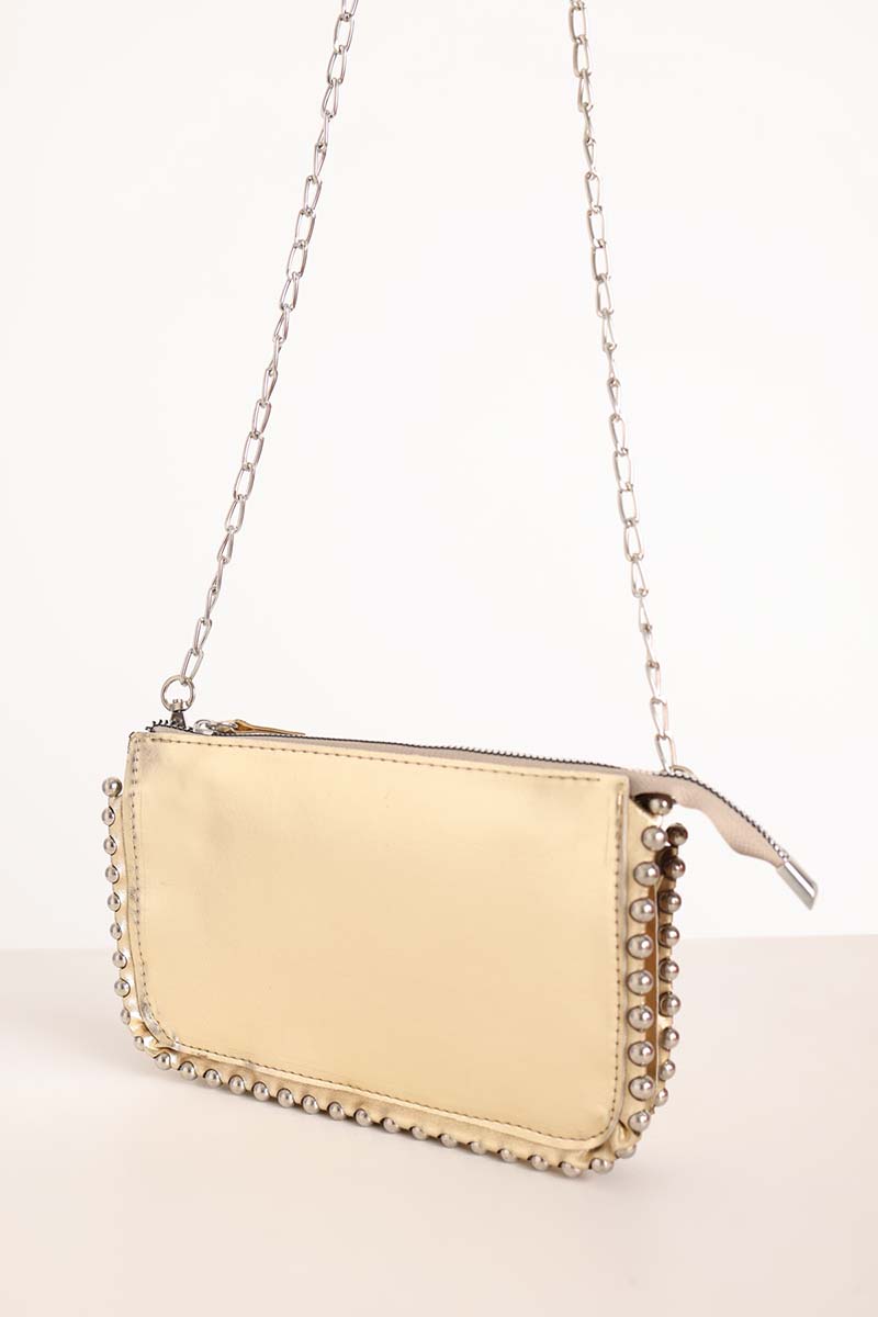 Metal Beaded Multi-Compartment Hand and Shoulder Bag