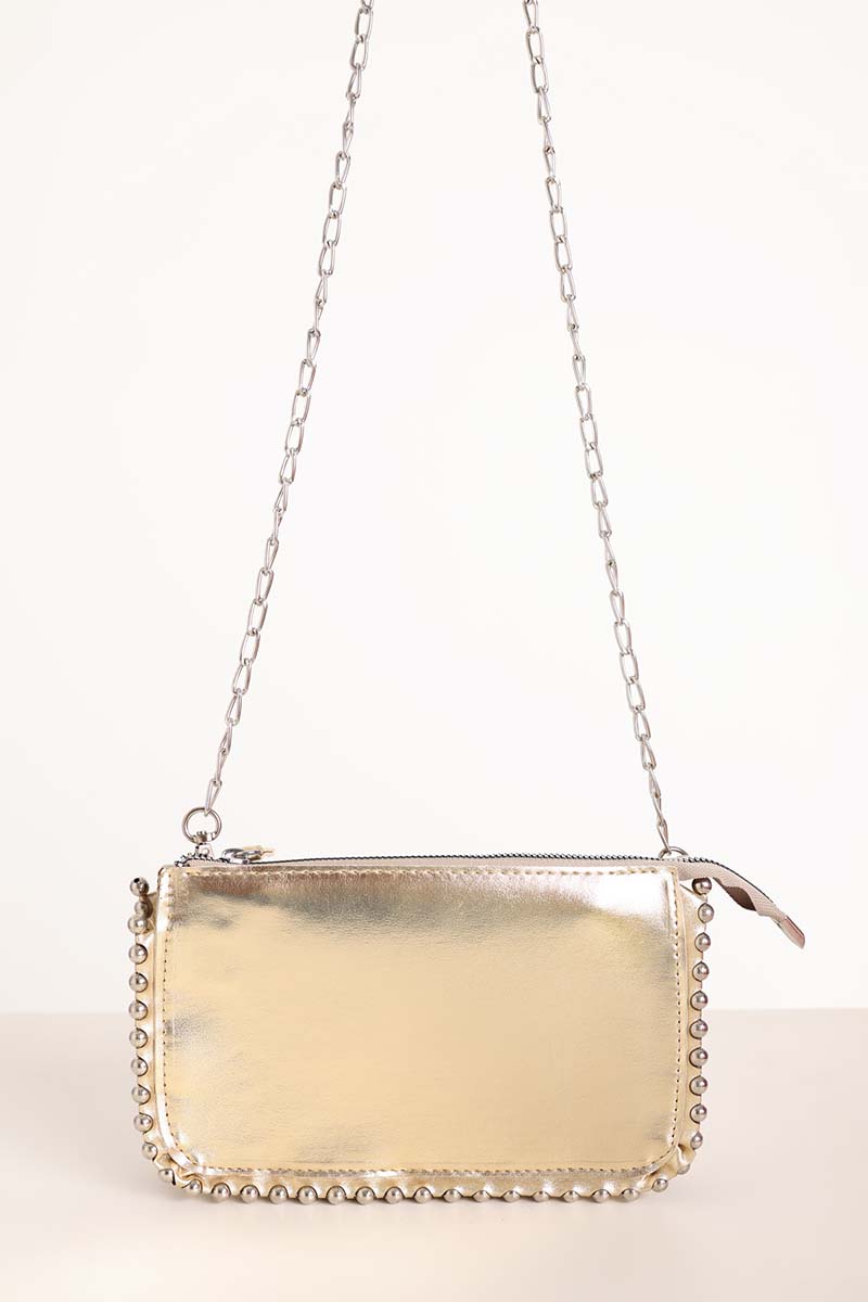 Metal Beaded Multi-Compartment Hand and Shoulder Bag