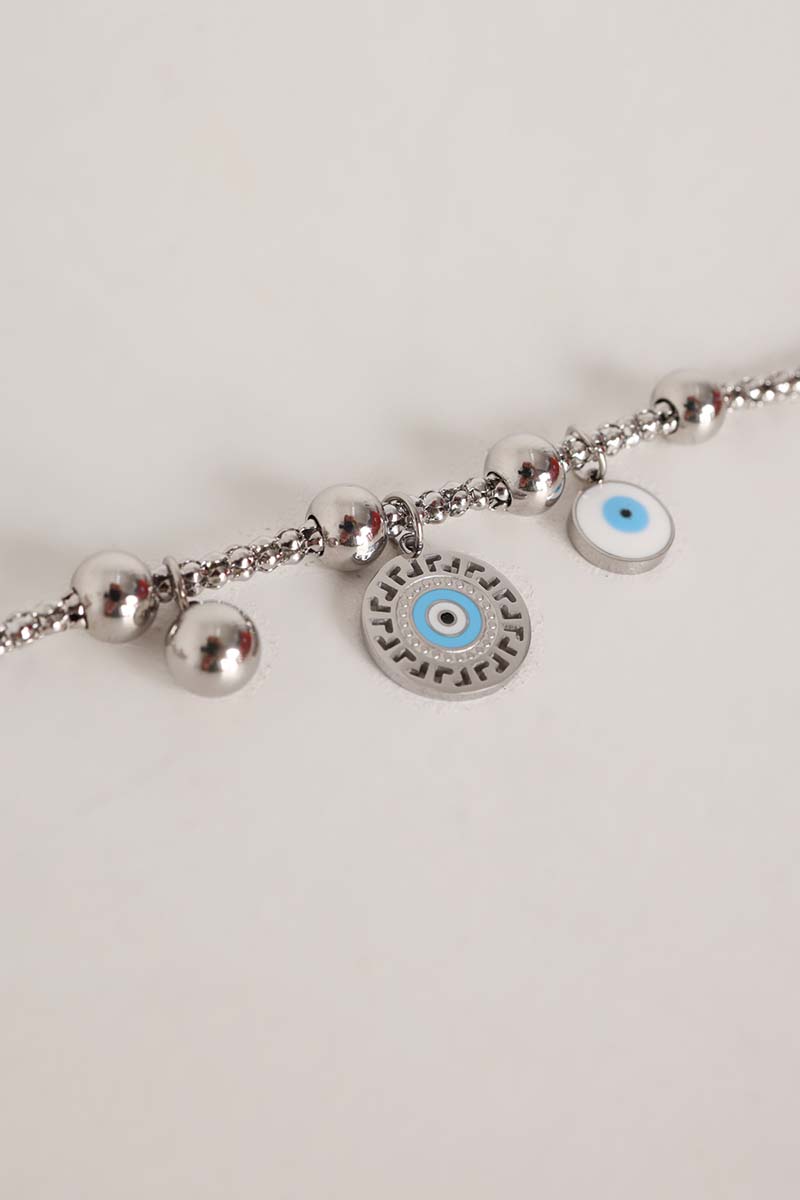 Evil Eye Bead Steel Bracelet