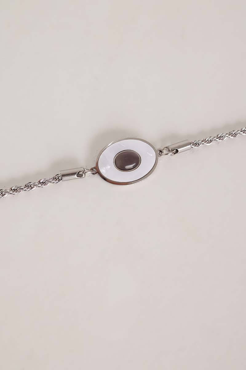 Steel Bracelet with Center Stone