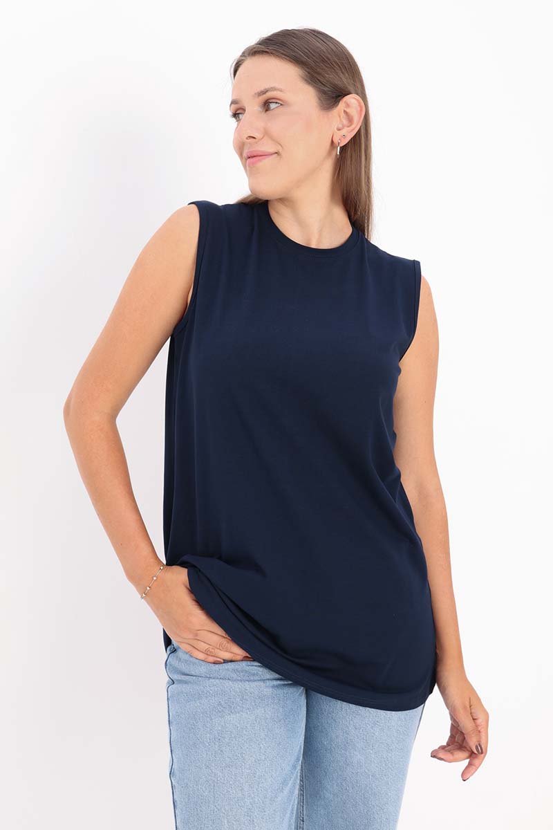 Cotton Basic Sleeveless T-Shirt Tunic