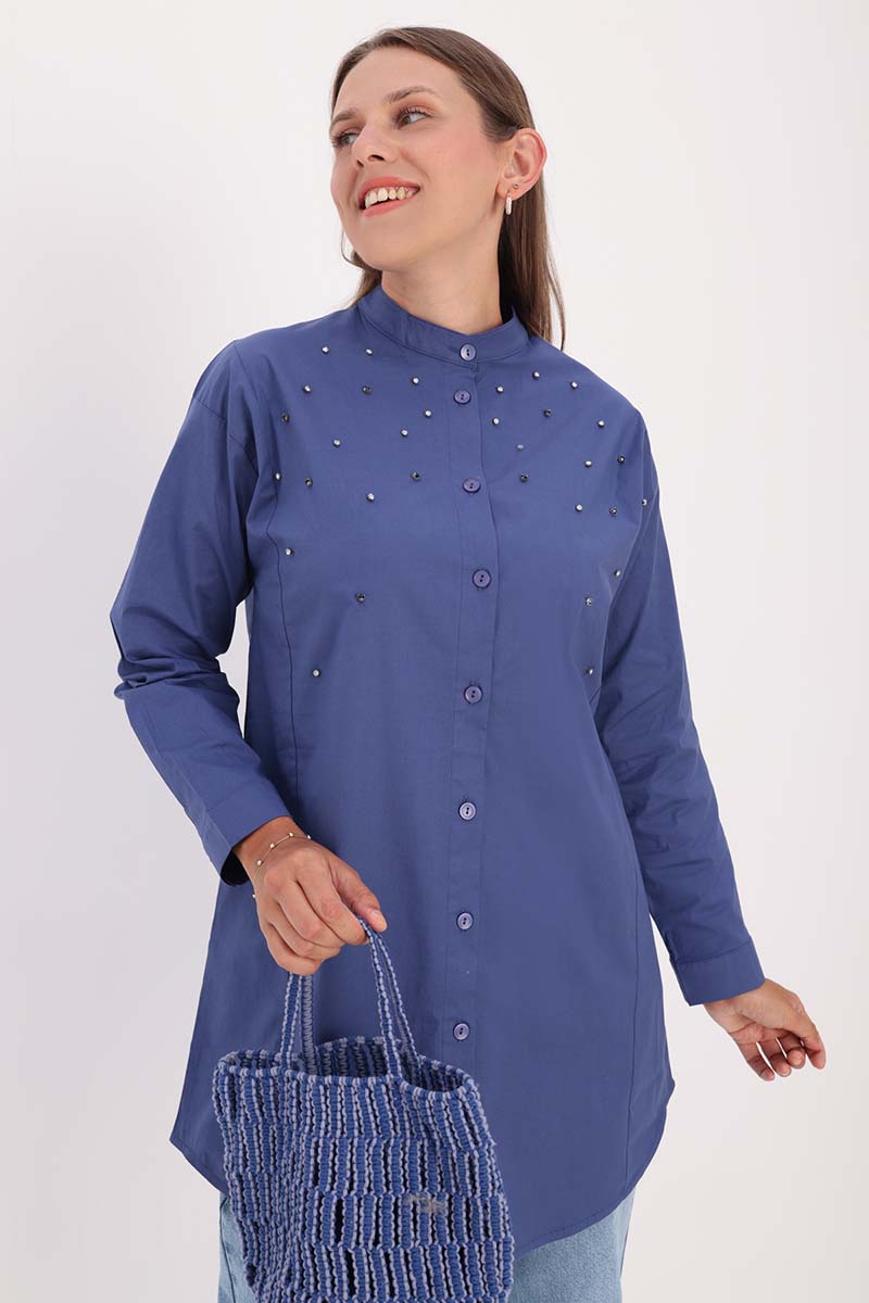 Cotton Stone Detailed Shirt Tunic