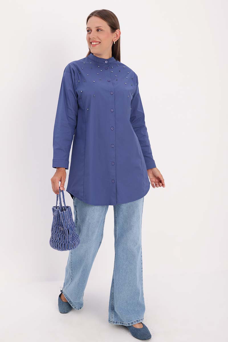 Cotton Stone Detailed Shirt Tunic