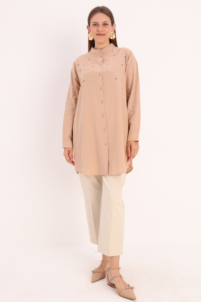 Cotton Stone Detailed Shirt Tunic