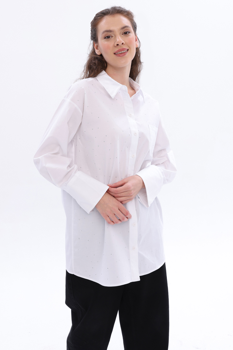 Cotton Stoned Shirt Tunic