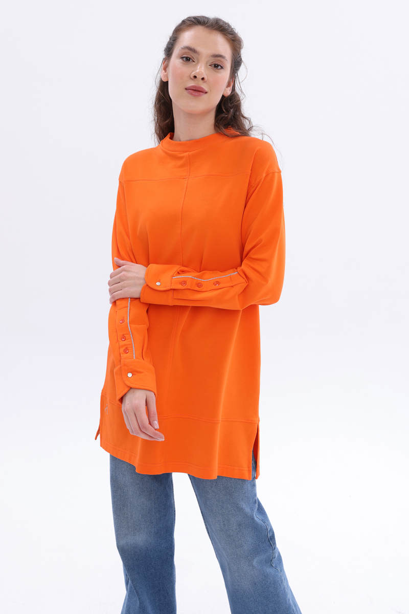 Cotton Chain and Button Detailed Slit Tunic