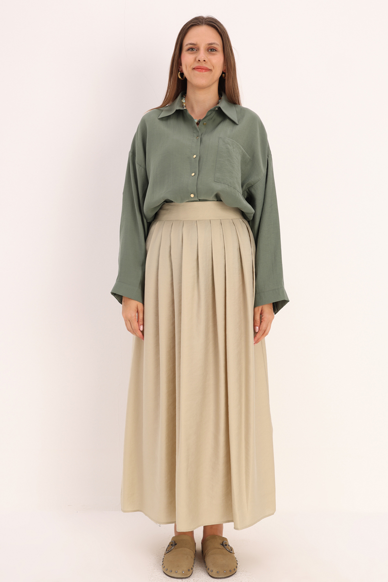 Pleated Flared Skirt