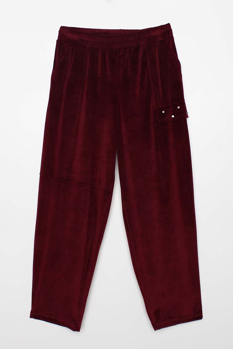 Stone and Bead Embroidered Velvet Trousers Set