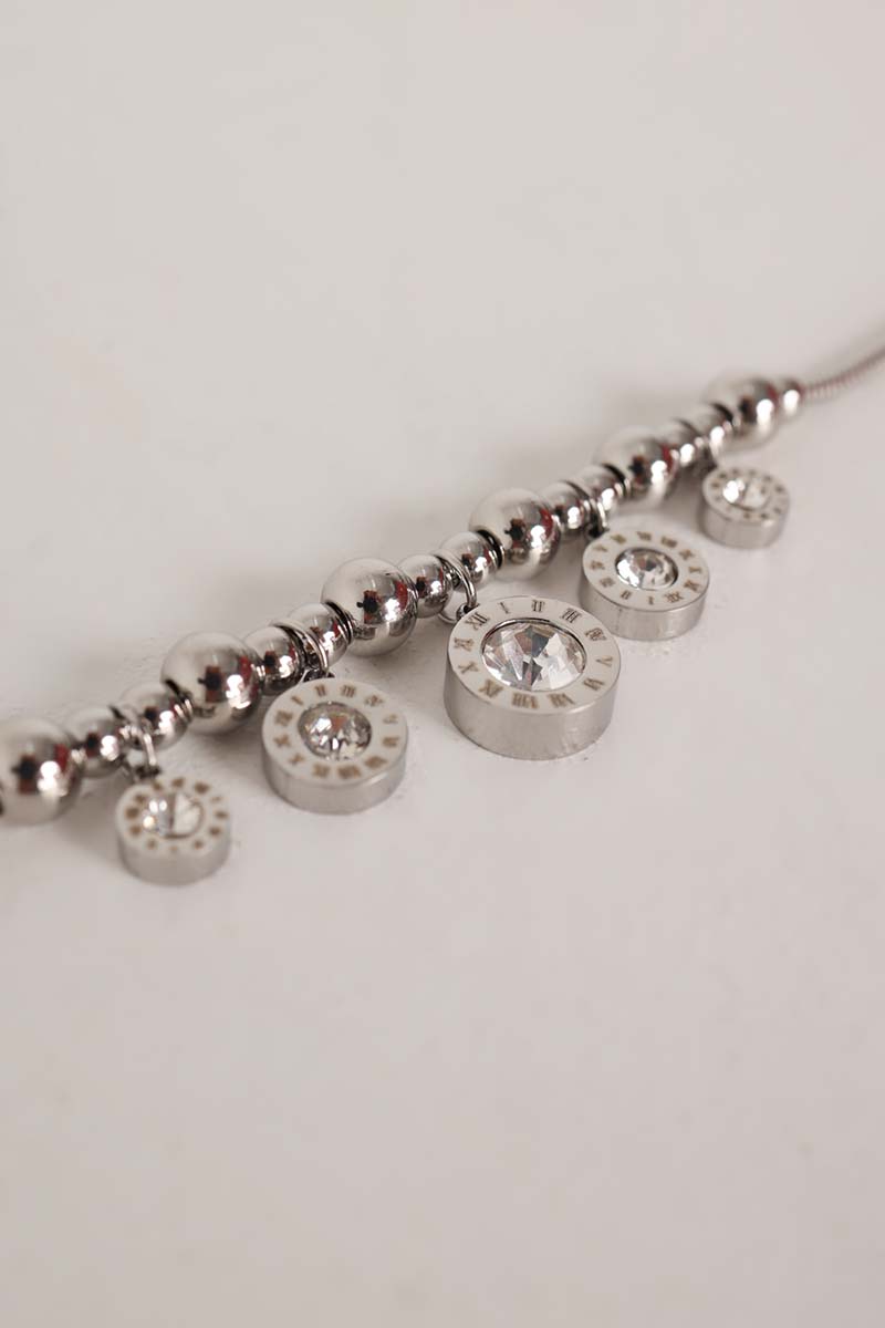 Steel Bracelet with Stone Charm